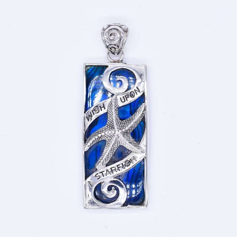 PENDANT ONLY - P04828 - Rect. , Style: Wish Starfish, Color: Blue Abalone