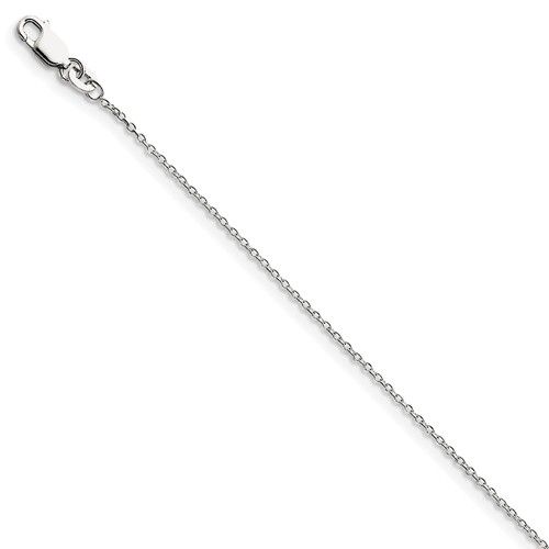 14K White Gold Cable Pendant Chain, 18 inches, weight is 1.15dwts