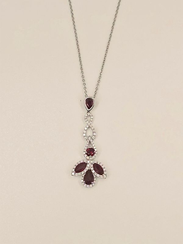 18K W/G Ruby &amp; Diamond Necklace