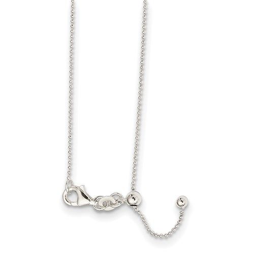 Sterling Silver Polished Beaded Adjustable Necklace, 24&quot;