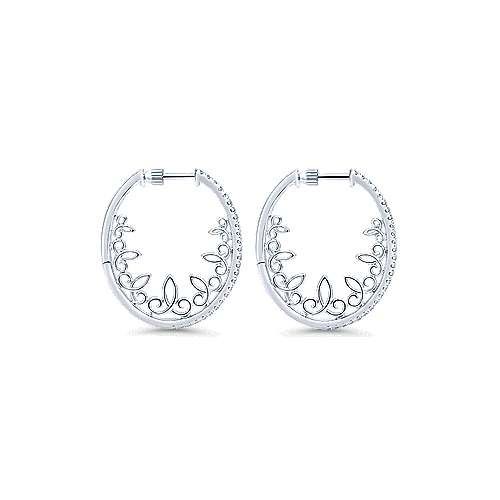 14K W/G 30mm Intricate Diamond Hoops, D: 0.57ct