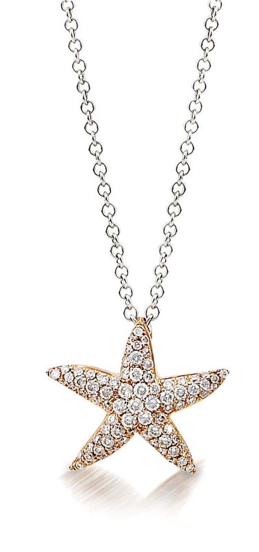 18K R/G Small Starfish Pendant, D: 0.32ct