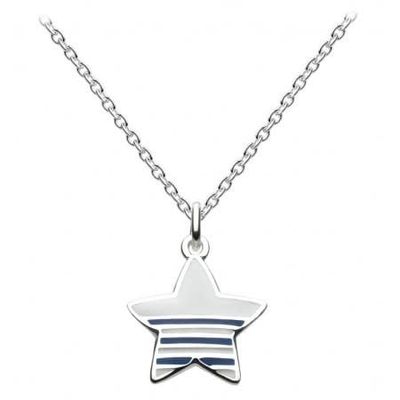 KH- Silver Striped Nautical Star Necklace, 16&quot;