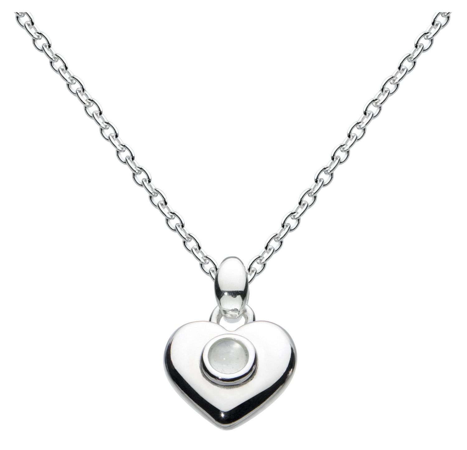 KH- Silver October Birthstone Heart Necklace, 14&quot; -16&quot;