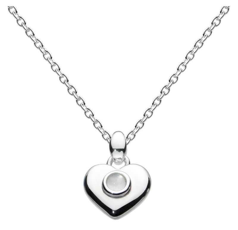 KH- Silver October Birthstone Heart Necklace, 14&quot; -16&quot;