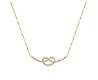 14K Y/G Eternal Love Knot Necklace, D: 0.40ct