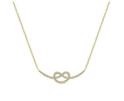 14K Y/G Eternal Love Knot Necklace, D: 0.40ct