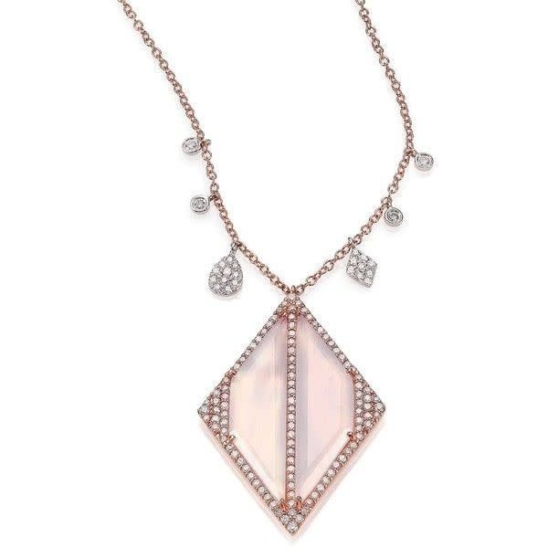 14K R/G Chalcedony and Diamond Necklace, CH: 8.12ct, D: 0.84ct