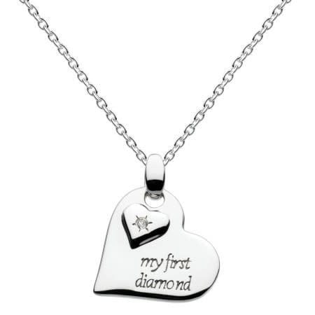 KH- My First Diamond Heart, Silver, 16&quot; -18&quot;