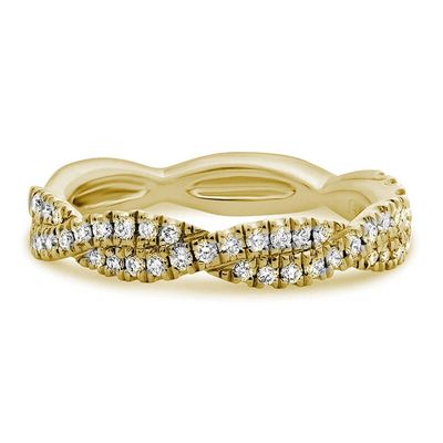 14K Y/G Diamond infinity design, pave band, D: 0.25ct, size 7