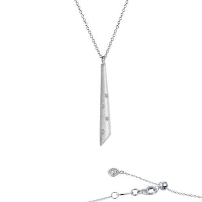 Silver CZ Icicle Drop Necklace, Adj chain