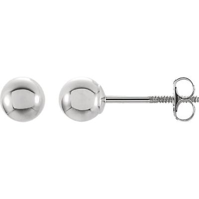 14K W/G 8MM Ball Stud Earrings, screw back