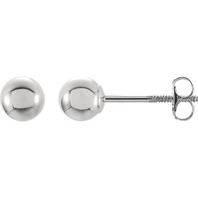 14K W/G 8MM Ball Stud Earrings, screw back