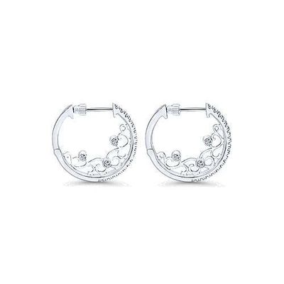 14K W/G 20mm Intricate Diamond Hoops, D: 0.52ct