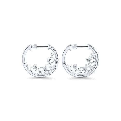 14K W/G 20mm Intricate Diamond Hoops, D: 0.52ct