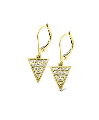 14K Y/G Diamond Triangle Dangle Earrings w/ Lever Back, D: 0.30ct