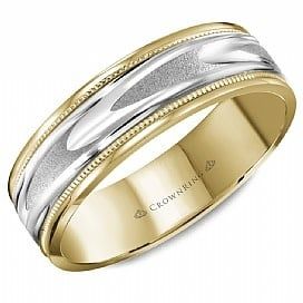 6mm 14K 2-tone Y/G  &amp; W/G Band, brush center