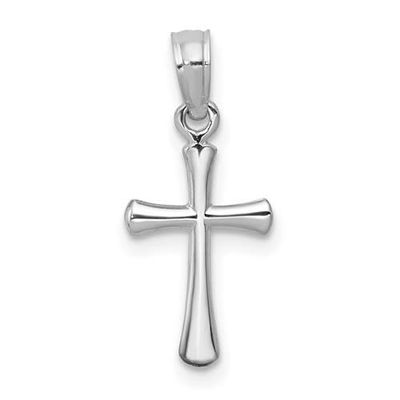 14K W/G Cross with Rounded Tips, 0.75&quot;