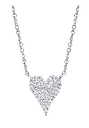 14K W/G Small Pave Diamond Heart, D: 0.11ct