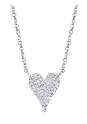 14K W/G Small Pave Diamond Heart, D: 0.11ct