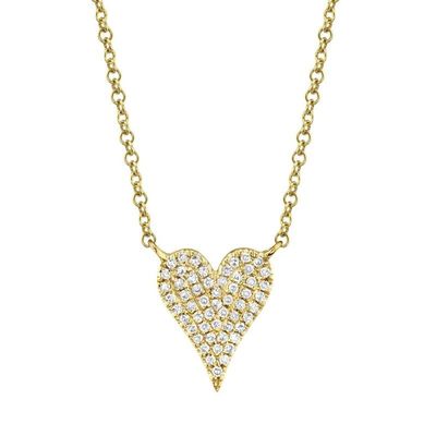 14K Y/G Petite Pave Diamond Heart, D: 0.11ct