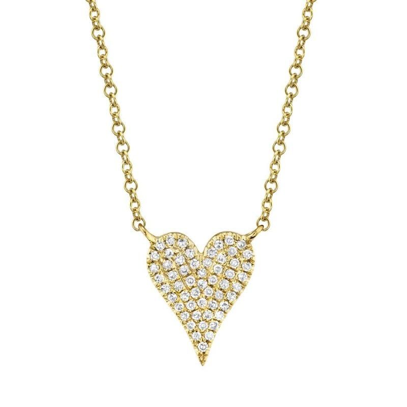 14K Y/G Petite Pave Diamond Heart, D: 0.11ct