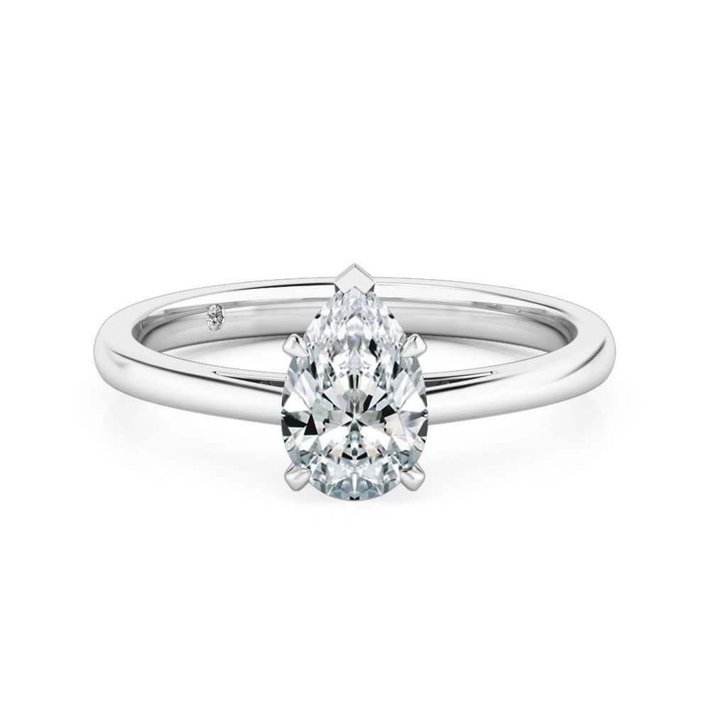 14K W/G Pear Engagement Ring, D: 1.43ct,  G, Si3