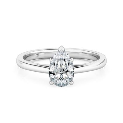 14K W/G Pear Engagement Ring, D: 1.43ct,  G, Si3