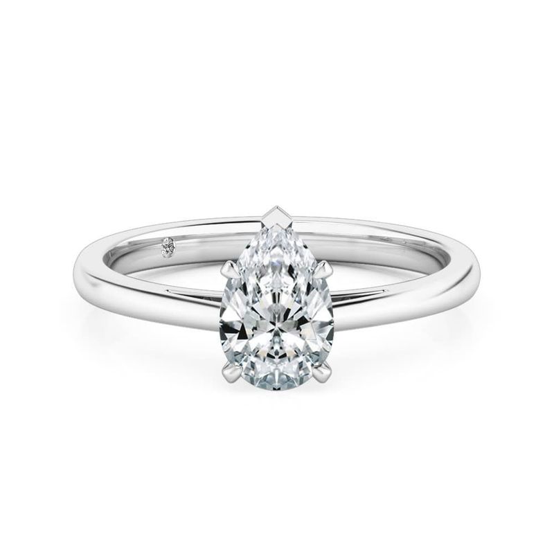 14K W/G Pear Engagement Ring, D: 1.43ct,  G, Si3