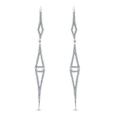 14K W/G Triangle Long Drop Earrings, D: 0.85ct