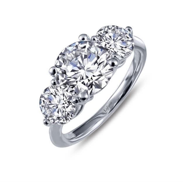 Silver CZ Three Stone Engagement Style Ring, CZ: 2.99ct