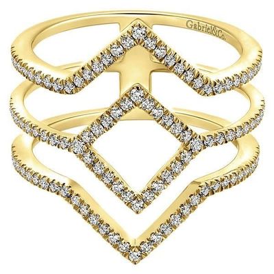 14K Y/G Diamond Geometric Ring, D: 0.36ct