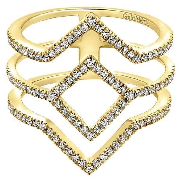 14K Y/G Diamond Geometric Ring, D: 0.36ct