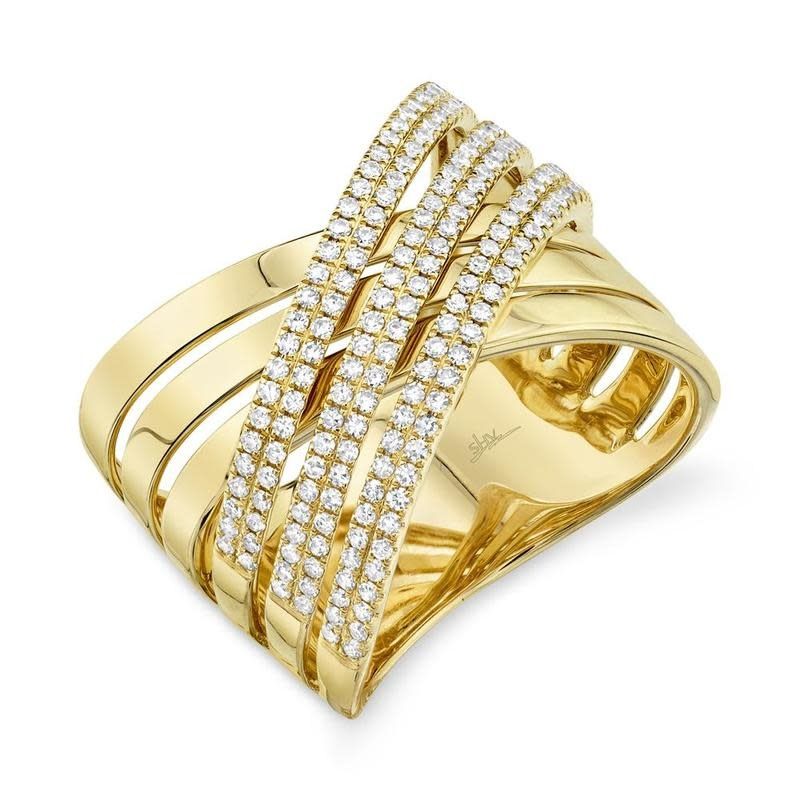 14K Y/G Criss Cross Diamond Ring, D: 0.54ct