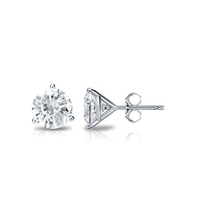 14K W/G Martini Setting Diamond Studs, D: 0.61ct