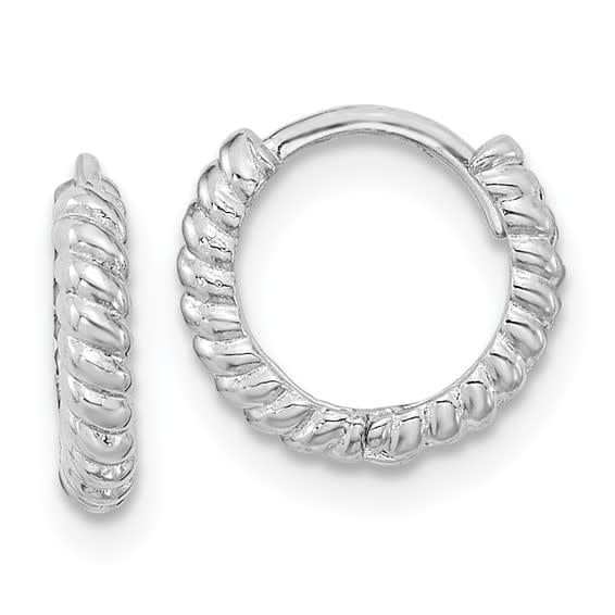 14K W/G Twisted Rope Huggies, 0.40&quot;