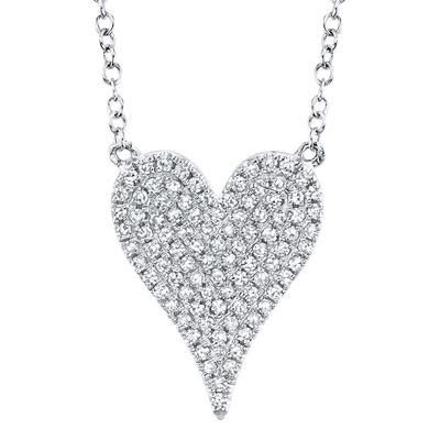 14K W/G Medium Pave Diamond Heart, D: 0.21ct
