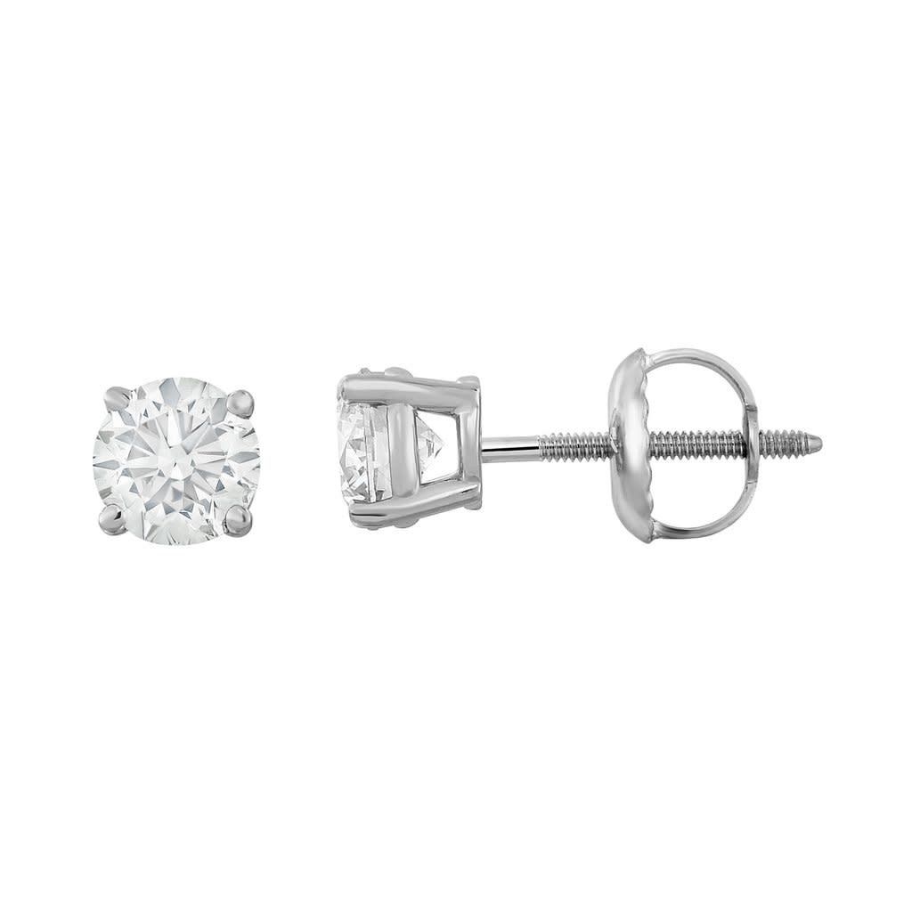 18K W/G 4-Prong Diamond Studs, screw back,  0.71ct
