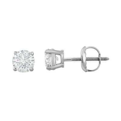 18K W/G 4-Prong Diamond Studs, screw back,  0.71ct