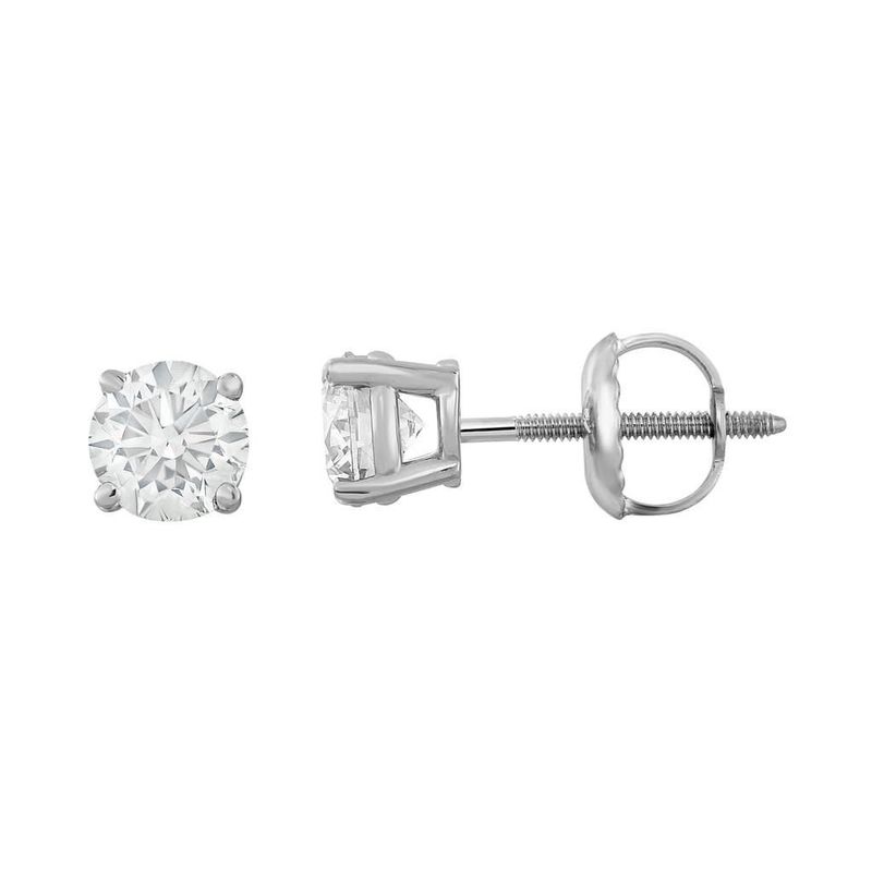 18K W/G 4-Prong Diamond Studs, screw back,  0.71ct