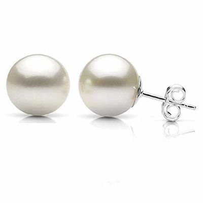 14K W/G 7.5mm Akoya Culture Pearl Stud Earrings