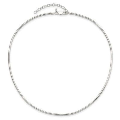 Sterling Silver Round Omega Necklace, 16&quot; + ext