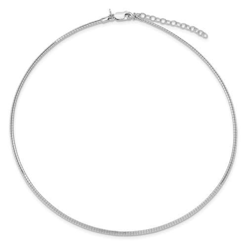 Sterling Silver Omega Necklace, 16&quot; + ext, 2mm