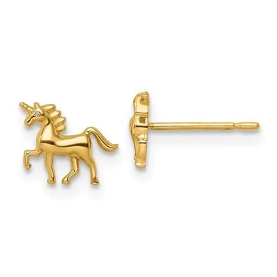 14K Y/G Kids Unicorn Earrings