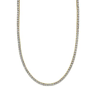 14K Y/G Adjustable Diamond Tennis Necklace, D: 0.95ct