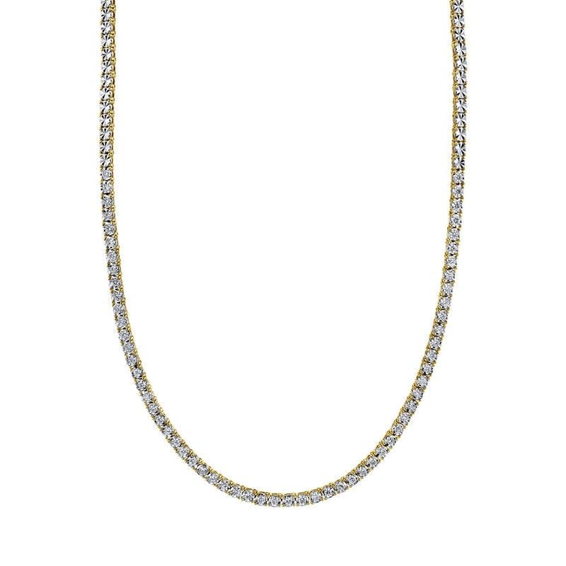 14K Y/G Adjustable Diamond Tennis Necklace, D: 0.95ct