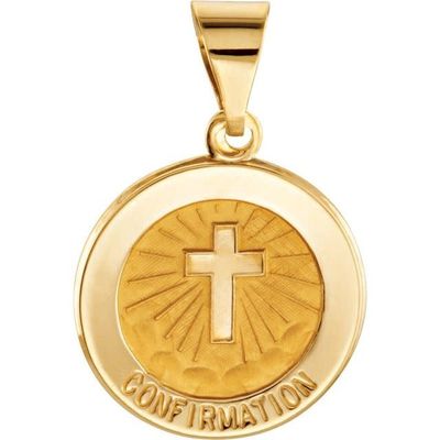 14K Y/G Confirmation Disc- cross