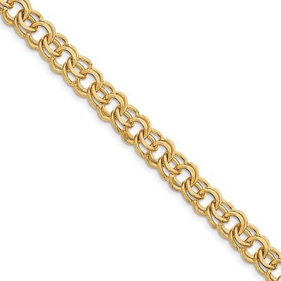 14K Yellow Gold Classic Double Spiral Charm Bracelet, 7.25&quot;