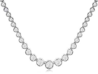 14K W/G Bezel Set Diamond Tennis Necklace, D: 1.50ct