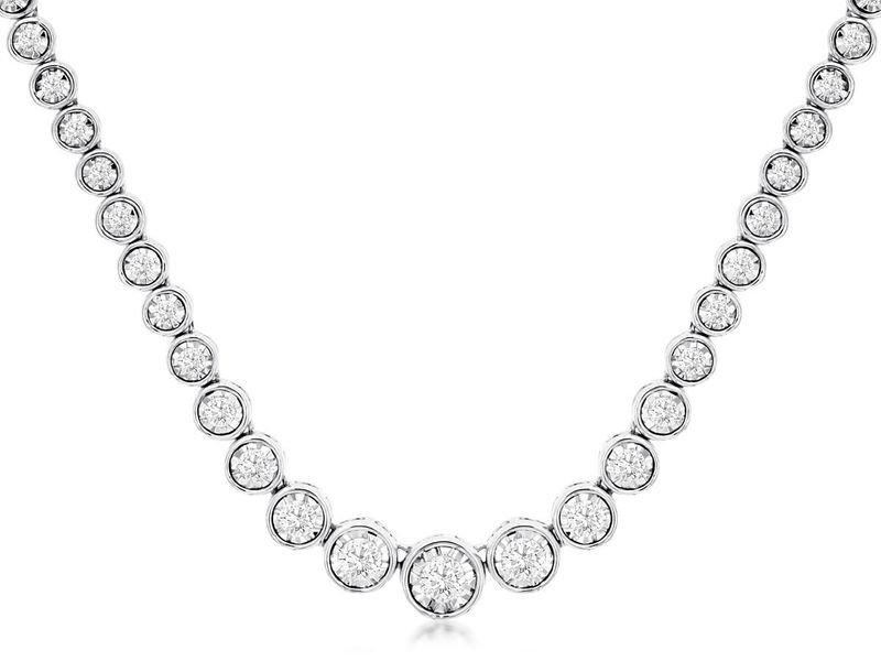 14K W/G Bezel Set Diamond Tennis Necklace, D: 1.50ct